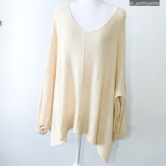 Cream open knit casual dropped shoulder sweater pullover - Picture 8 of 16
